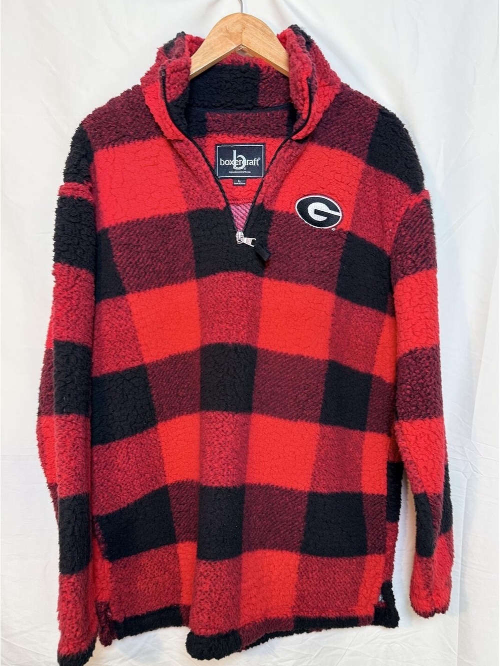 Georgia Bulldogs Boxercraft Buffalo Plaid Fleece Pullover Quarter Zip